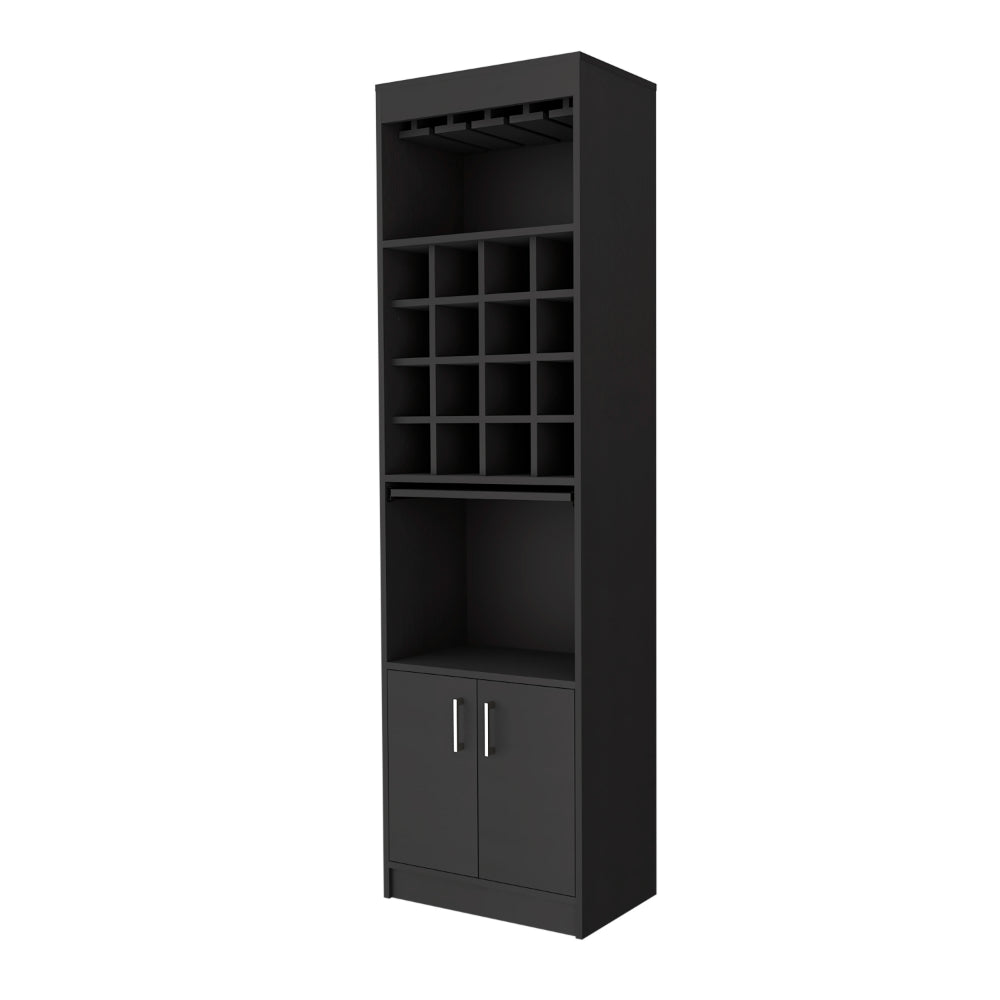 Black Wengue 16-Bottle 1-Shelf Bar Cabinet