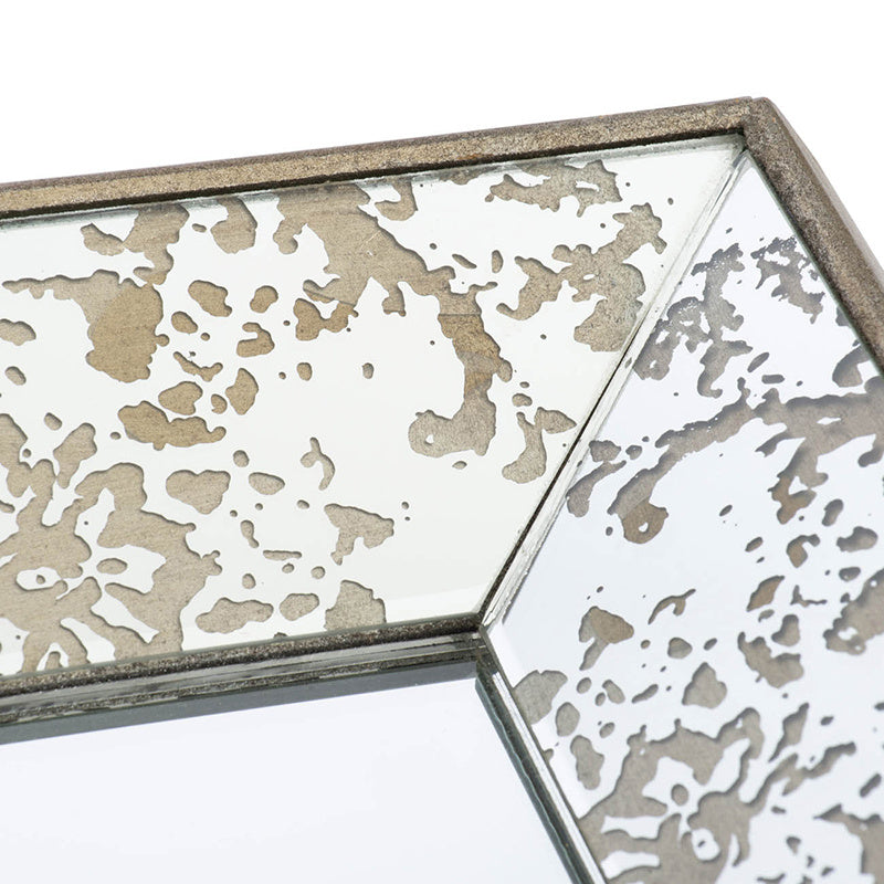 24&quot; x 15&quot; Antique Silver Rectangle Mirror with Floral Accents, Mirrored Display Tray, Hanging Wall Mirror