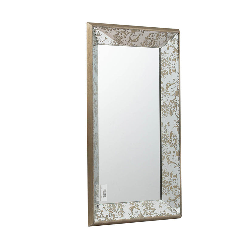 24&quot; x 15&quot; Antique Silver Rectangle Mirror with Floral Accents, Mirrored Display Tray, Hanging Wall Mirror