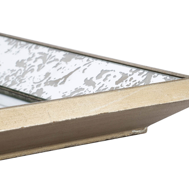 24&quot; x 15&quot; Antique Silver Rectangle Mirror with Floral Accents, Mirrored Display Tray, Hanging Wall Mirror