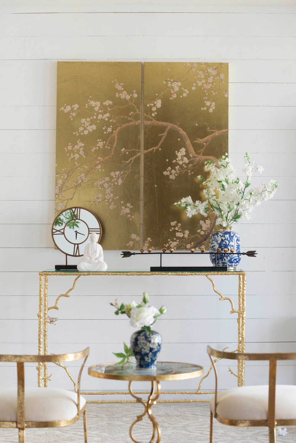 Set of 2 Cherry Blossom Wall Art Panels, Wall Decor for Living Room Dining Room Office Bedroom, 21.5&quot; x 47&quot;