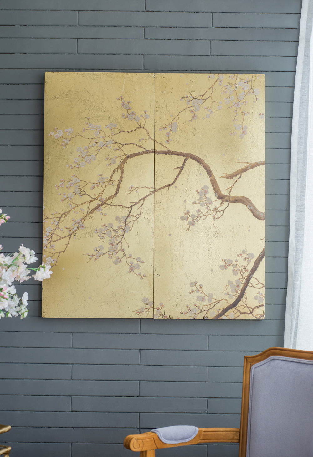 Set of 2 Cherry Blossom Wall Art Panels, Wall Decor for Living Room Dining Room Office Bedroom, 21.5&quot; x 47&quot;