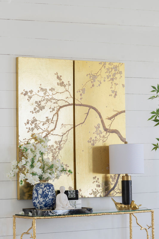 Set of 2 Cherry Blossom Wall Art Panels, Wall Decor for Living Room Dining Room Office Bedroom, 21.5&quot; x 47&quot;
